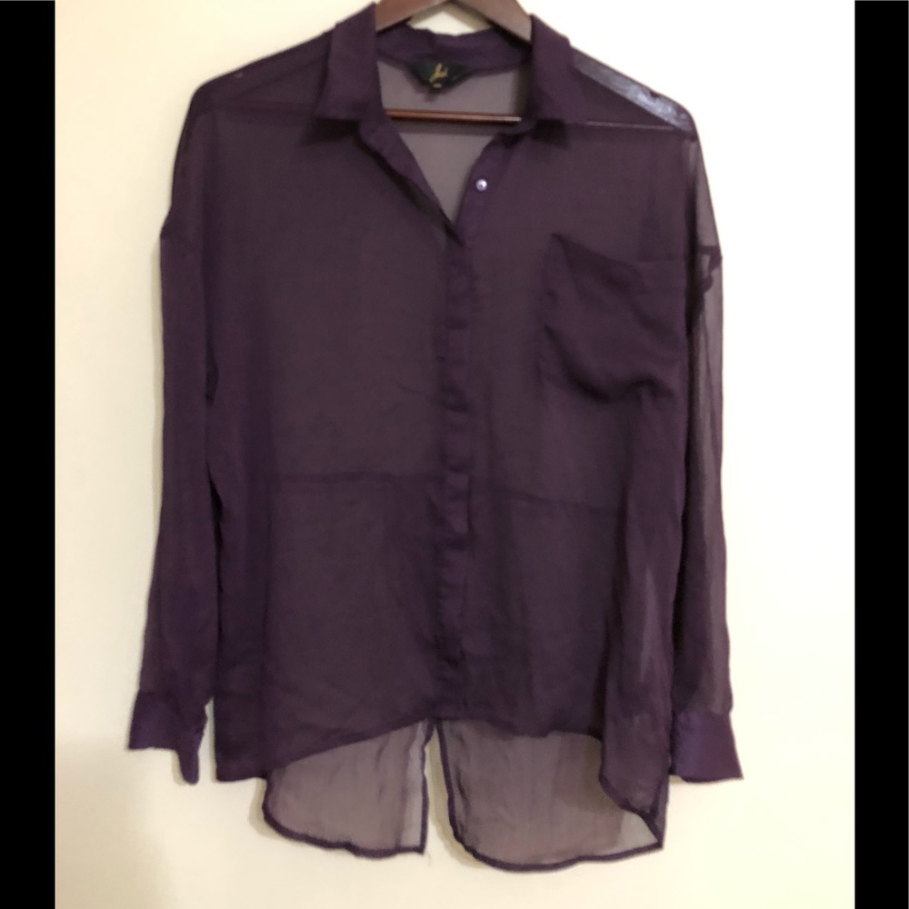 Jack sheer Button Down purple Top